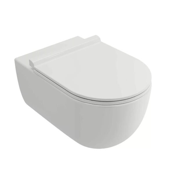 Tissino Velino Rimless Wall Hung Toilet With Soft Close Seat And Hinges - White