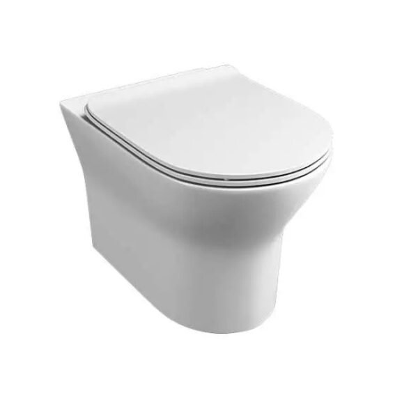 Tissino Velino Rimless Back To Wall Toilet With Soft Close Seat And Hinges - White