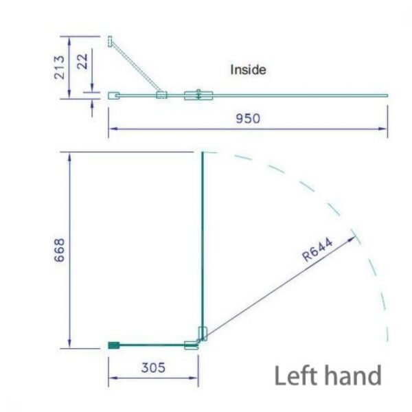 Kudos 2 Panel Inward Swinging Bath Screen - Image 4