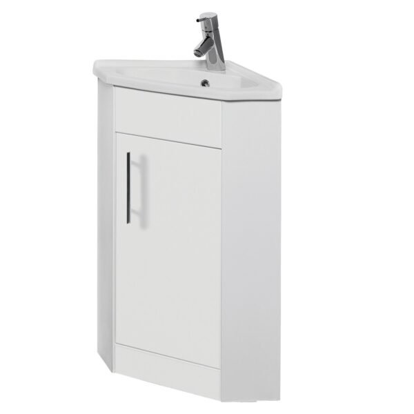 BSUK K-Vit Impakt Single Door Corner Vanity Unit With Basin - Gloss White