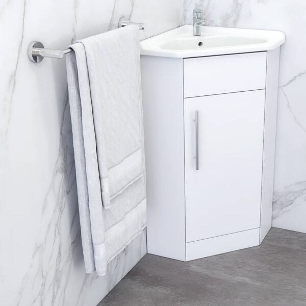 BSUK K-Vit Impakt Single Door Corner Vanity Unit With Basin - Gloss White - Image 2