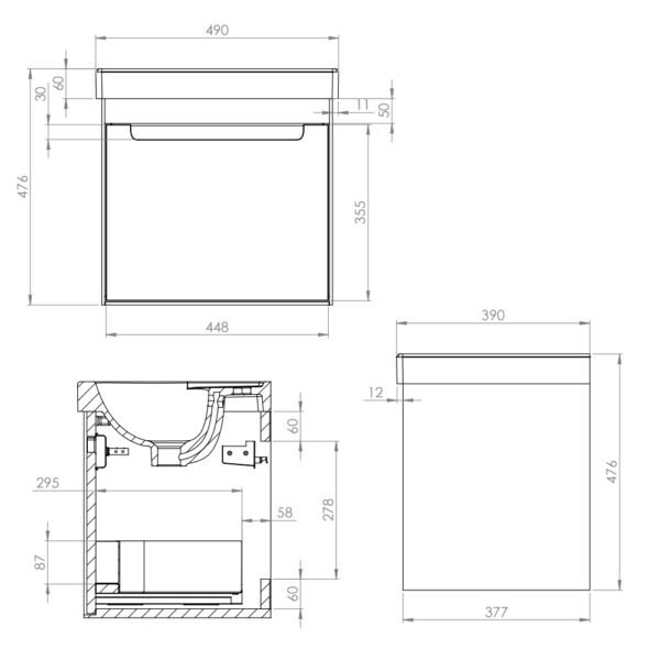 Tavistock Acumen 1 Drawer Wall Hung Vanity Unit With Basin - 500mm Wide - 1 TH - Image 3