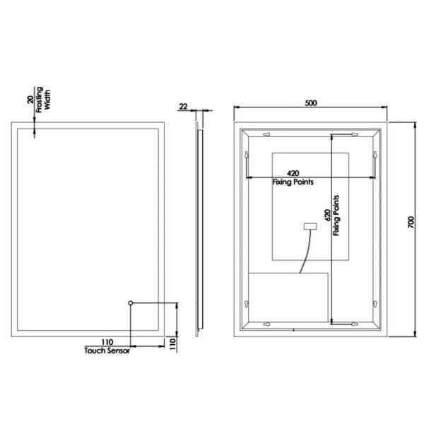Tavistock Beta Minimalist LED Illuminated Mirror With Touch Control, Heater And Infrared Sensor - Image 5