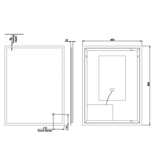 Tavistock Beta Minimalist LED Illuminated Mirror With Touch Control, Heater And Infrared Sensor - Image 6