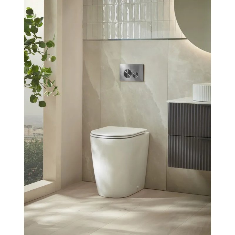 Tavistock Compass Round Rimless Back To Wall Toilet With Soft Close Seat - White