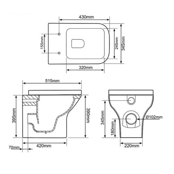 Tavistock Structure Back To Wall Toilet With Soft Close Seat - White - Image 2