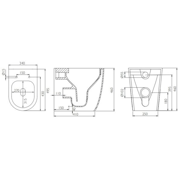 Tavistock Compass Round Rimless Comfort Height Back To Wall Toilet With Soft Close Seat - White - Image 3