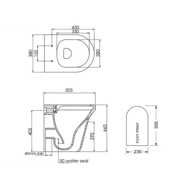 Tavistock Aerial Comfort Height Back To Wall Toilet With Soft Close Seat - White - Image 4