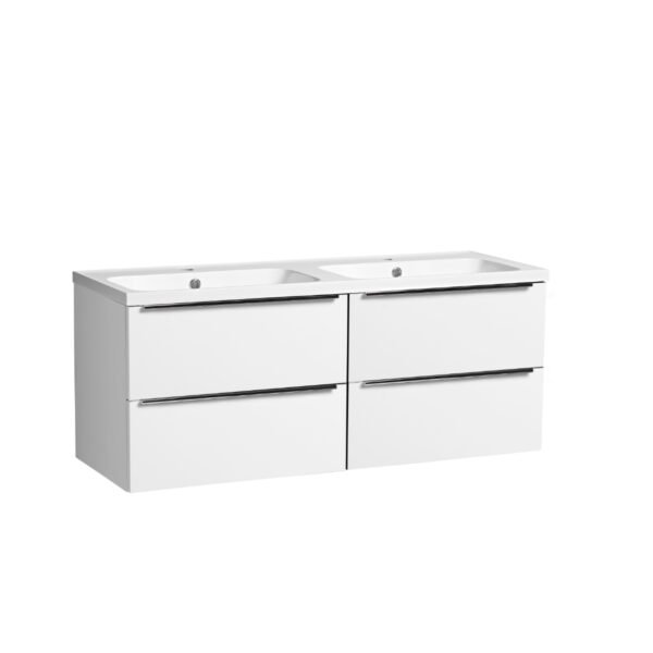 Tavistock Cadence 4 Drawer Wall Hung Vanity Unit With Double Basin And Handles - 1200mm Wide - 2 TH