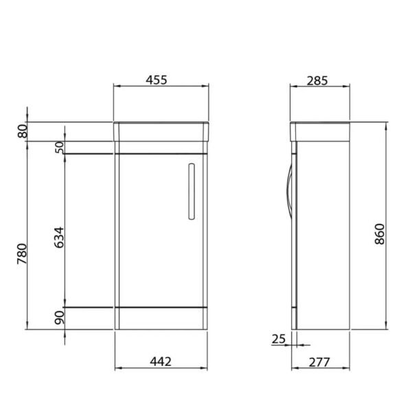 Tavistock Compass 1 Door Cloakroom Floor standing Vanity Unit With Basin - 450mm Wide - 1 RH TH - Image 3