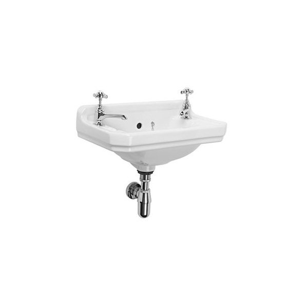 Tavistock Vitoria Wall Hung Cloakroom Basin With Bottle Trap - 500mm Wide - 2 TH - White