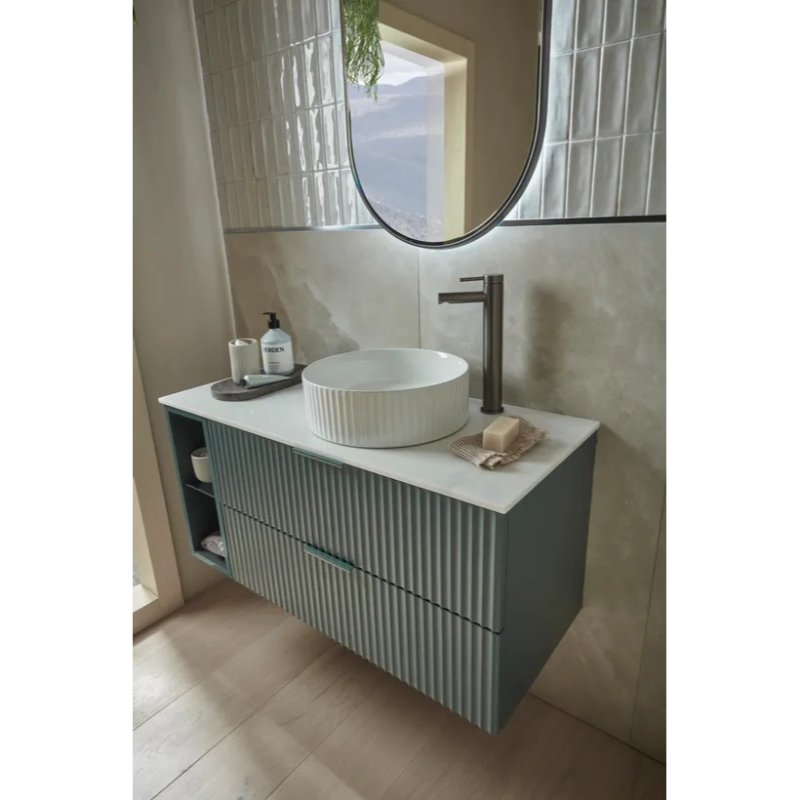 Tavistock Cadence Fluted Countertop Basin - 355mm Wide - No TH - White