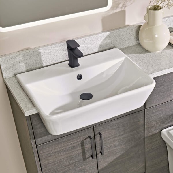 Tavistock Aerial Semi Recessed Basin - 560mm Wide - 1 TH - White