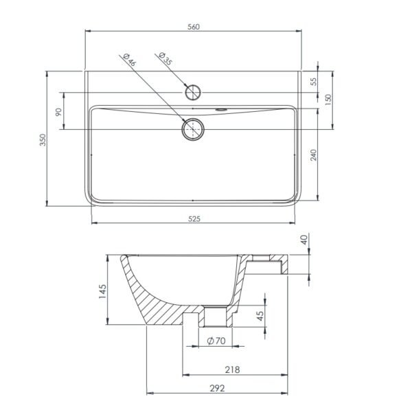 Tavistock Aerial Semi Countertop Basin - 560mm Wide - 1 TH - White - Image 2
