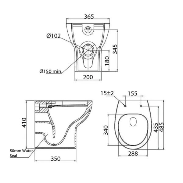 Tavistock Loft Rimless Back To Wall Toilet With Soft Close Seat - Image 3