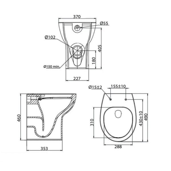 Tavistock Loft Comfort Height Rimless Back To Wall Toilet With Soft Close Seat - Image 3