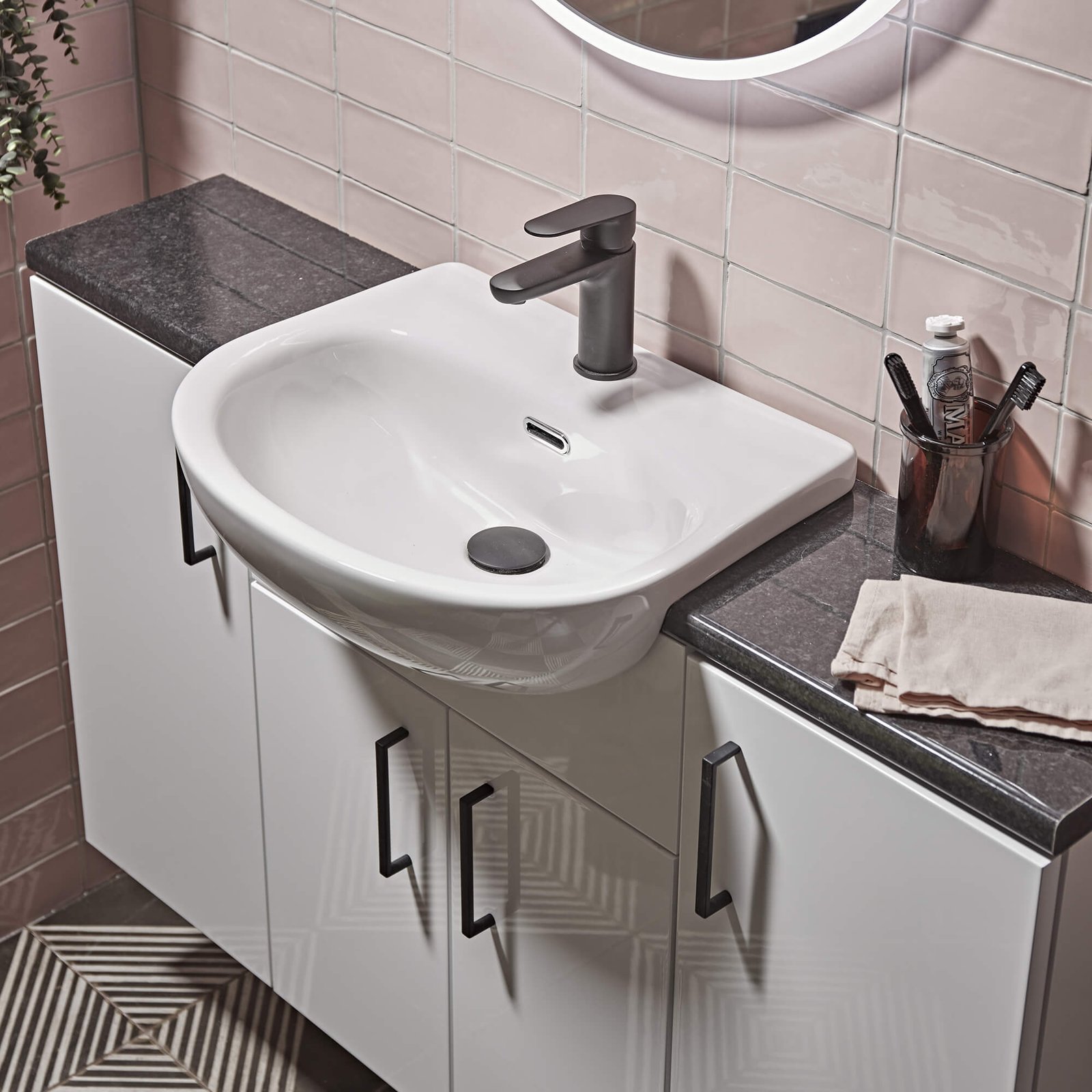 Tavistock Micra Evo Standard Depth Semi Countertop Basin - 475mm Wide - 1 TH - White