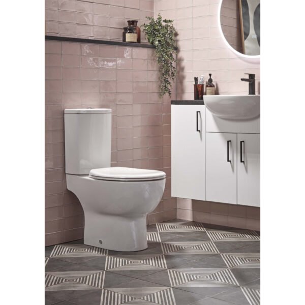 Tavistock Loft Open Back Rimless Close Coupled Toilet With Cistern And Soft Close Seat - White