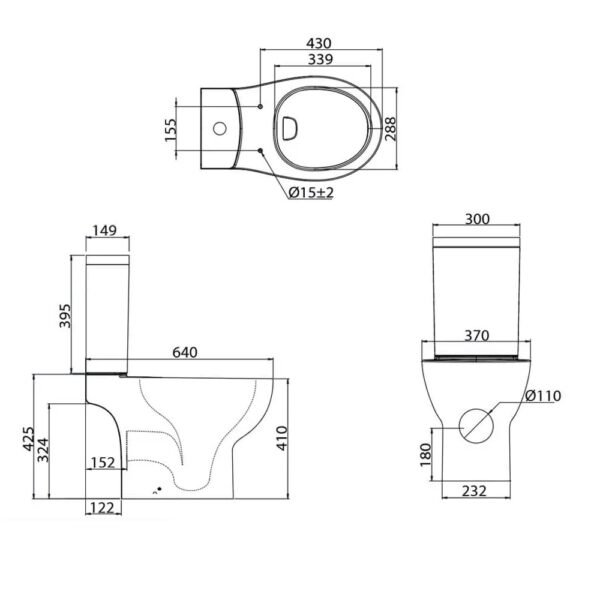 Tavistock Loft Open Back Rimless Close Coupled Toilet With Cistern And Soft Close Seat - White - Image 3
