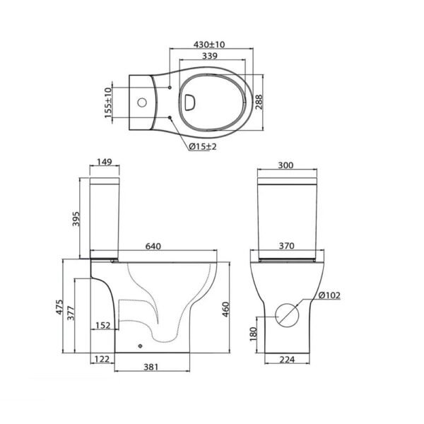 Tavistock Loft Comfort Height Open Back Rimless Close Coupled Toilet With Cistern And Soft Close Seat - White - Image 3