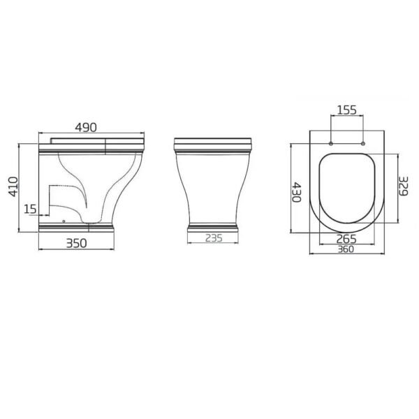 Tavistock Lansdown Back To Wall Toilet With Soft Close Seat - White - Image 4