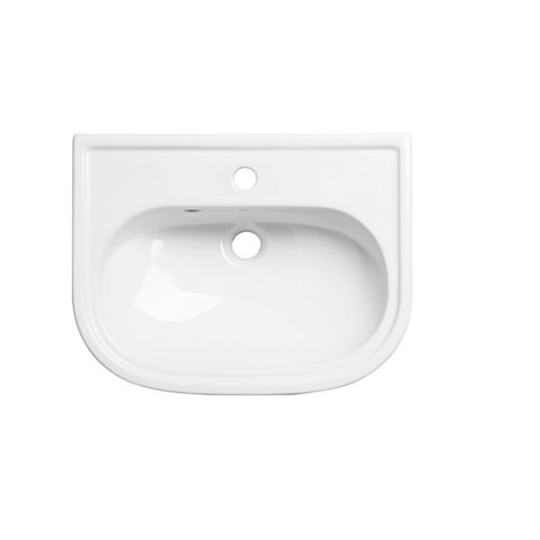 Tavistock Lansdown Slim Depth Semi Recessed Basin - 490mm Wide - White - Image 3