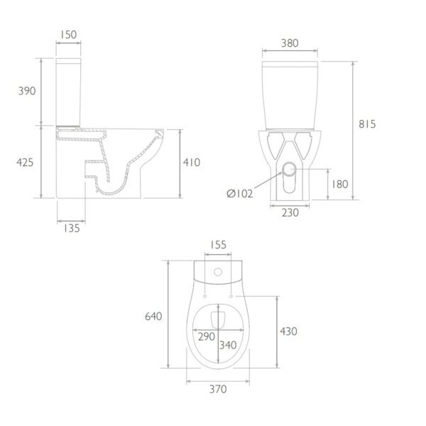 Tavistock Loft Fully Enclosed Rimless Close Coupled Toilet With Cistern And Soft Close Seat - White - Image 3