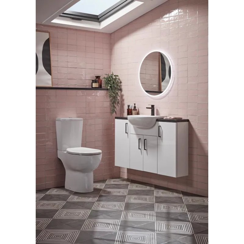 Tavistock Loft Fully Enclosed Rimless Close Coupled Toilet With Cistern And Soft Close Seat - White