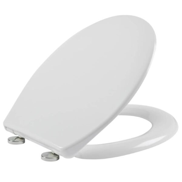 Tavistock Vitoria Universal Soft Close Toilet Seat With Chrome Hinges - Gloss White - Image 2