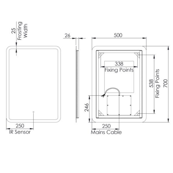 Tavistock Evade LED Illuminated Mirror With Demister Pad - Image 6