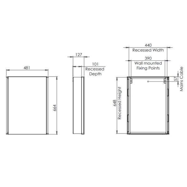 Tavistock Facade 1 Door Wall Mounted Illuminated Mirror Cabinet - 664mm x 481mm - Image 3