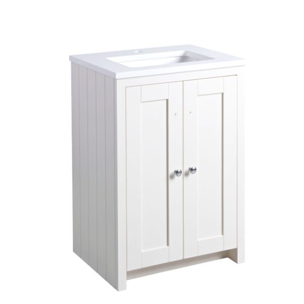 Tavistock Lansdown 2 Door Floor standing Vanity Unit With Basin And Arctic White Worktop - 600mm Wide - 1 TH - Image 4