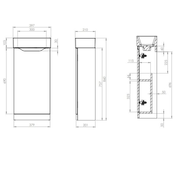 Tavistock Nimble Cloakroom Floor standing Vanity Unit With Basin - 400mm Wide - 1 TH - Image 7
