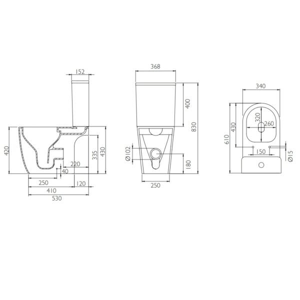 Tavistock Compass Round Open Back Close Coupled Toilet With Cistern And Soft Close Seat - White - Image 3