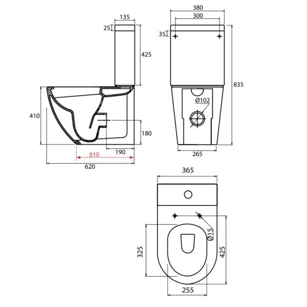 Tavistock Orbit Fully Enclosed Close Coupled Toilet With Cistern, Lid Top And Flush And Soft Close Seat - White - Image 3