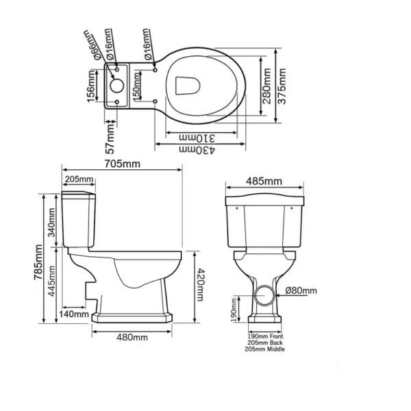 Tavistock Vitoria Open Back Closed Coupled Toilet With Cistern - White - Image 3