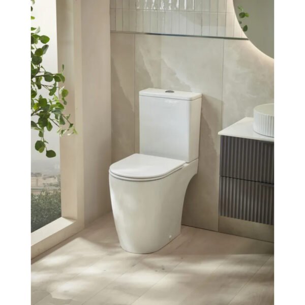 Tavistock Compass Round Comfort Height Open Back Close Coupled Toilet With Cistern And Soft Close Seat - White