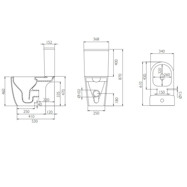 Tavistock Compass Round Comfort Height Open Back Close Coupled Toilet With Cistern And Soft Close Seat - White - Image 3