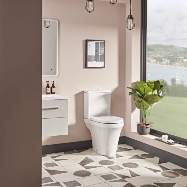 Tavistock Aerial Comfort Height Open Back Close Coupled Toilet With Cistern And Soft Close Seat - White