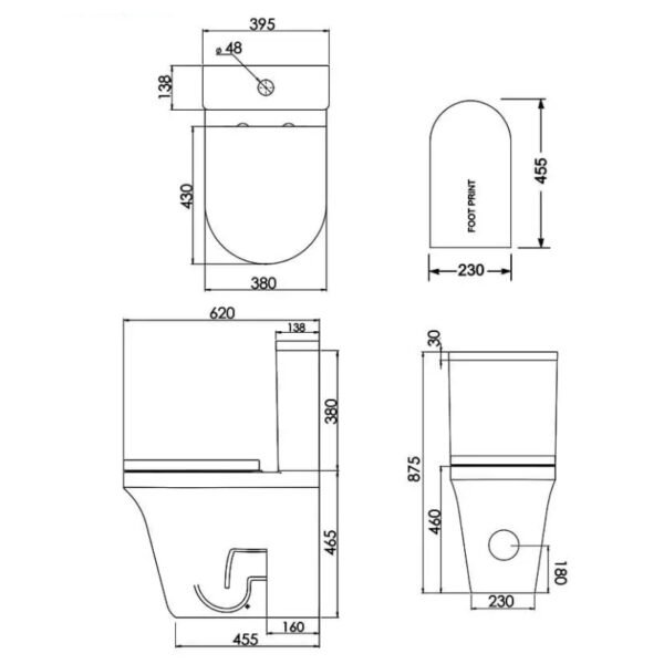 Tavistock Aerial Comfort Height Fully Enclosed Close Coupled Toilet With Cistern And Soft Close Seat - White - Image 5