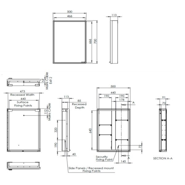Tavistock Portrait 1 Door Illuminated Mirror Cabinet - 700mm x 500mm - Image 6