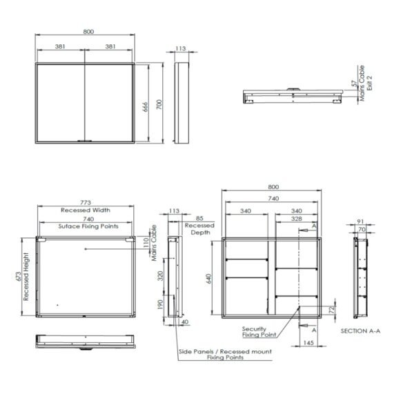 Tavistock Portrait 2 Door Illuminated Mirror Cabinet - 700mm x 800mm - Image 2