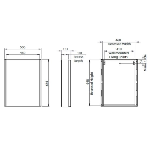 Tavistock Render 1 Door Wall Mounted Illuminated Mirror Cabinet - 664mm x 500mm - Image 2