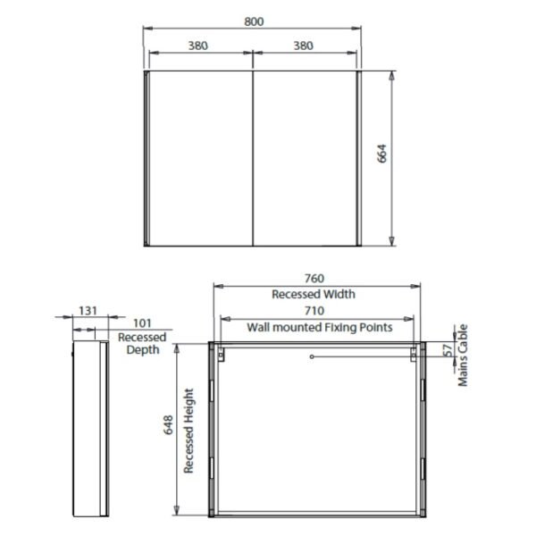 Tavistock Render 2 Door Wall Mounted Illuminated Mirror Cabinet - Image 6