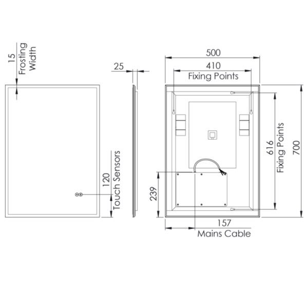 Tavistock Resonate LED Illuminated Mirror With Demister Pad And Bluetooth - 700mm x 500mm - Image 3