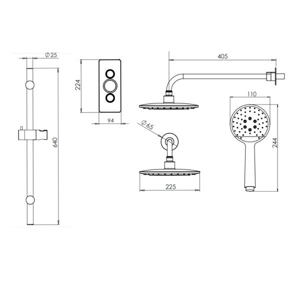 Tavistock Axiom Dual Function Concealed Shower System With Riser Kit And Overhead Shower - Image 5