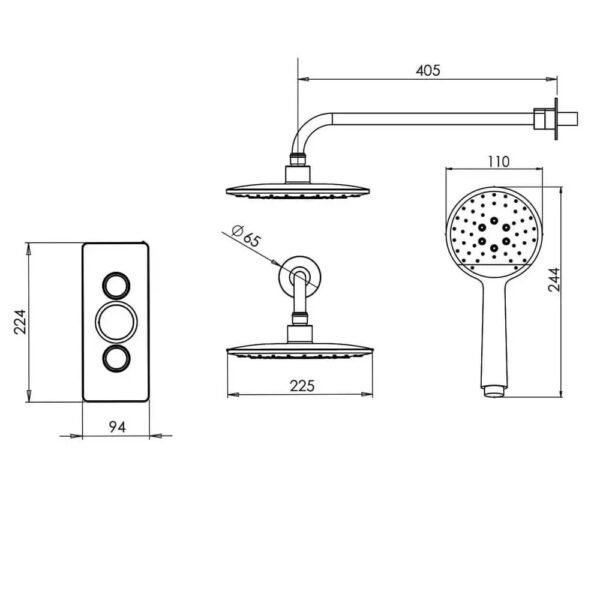 Tavistock Axiom Dual Function Concealed Shower System With Overhead Shower And Handset, Holder - Image 7