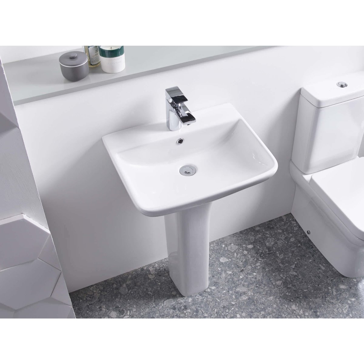 Tavistock Structure Basin With Full Pedestal - 550mm Wide - 1 TH - White