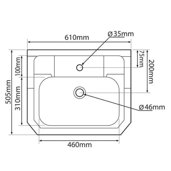 Tavistock Vitoria Wall Hung Basin - 610mm Wide - White - Image 3