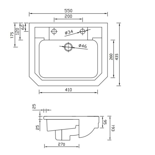 Tavistock Vitoria Semi Recessed Basin - 550mm Wide - White - Image 5